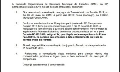 Prefeitura altera data do Torneio Início, abertura oficial do Ruralão 2019