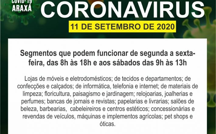 Prefeitura e Comitê COVID-19/Araxá autorizam reabertura do comércio em horário normal a partir desta segunda(14)