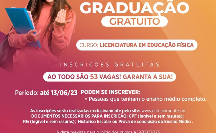 Polo UAB Araxá oferta vagas para curso superior de Licenciatura em Educação Física