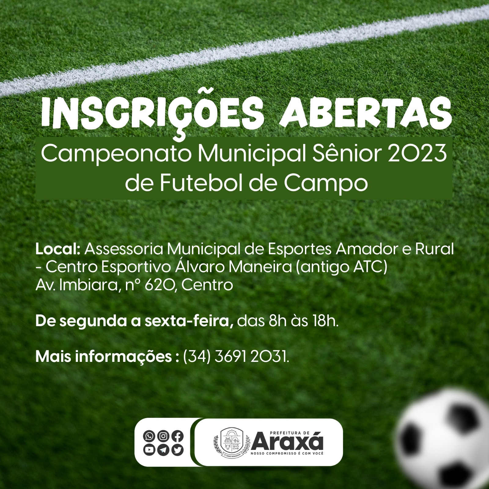 ⚽Inscrições estão abertas para o Campeonato Municipal de Futebol