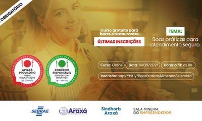 Araxá realiza mais um curso gratuito para certificação de bares e restaurantes 