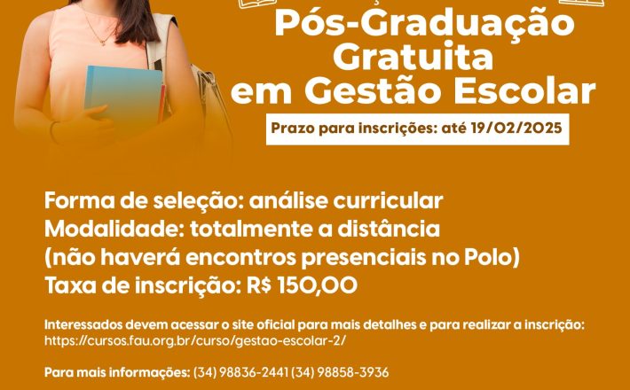 UAB Araxá abre inscrições para curso gratuito de Pós-Graduação em Gestão Escolar