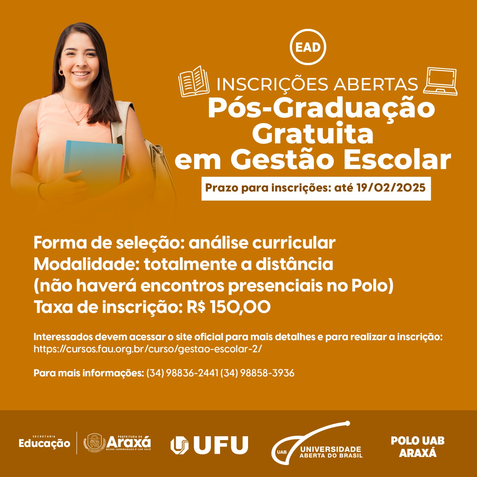 UAB Araxá abre inscrições para curso gratuito de Pós-Graduação em Gestão Escolar