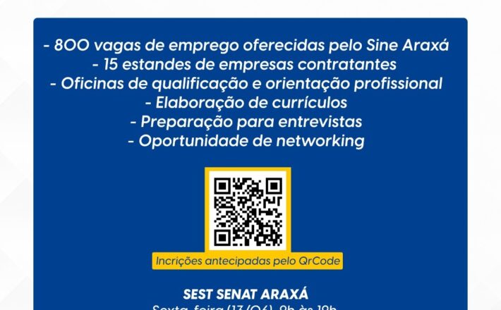 Em parceria com o Sine Araxá, Feira Emprega Transporte oferece mais de 800 vagas nesta sexta (13)