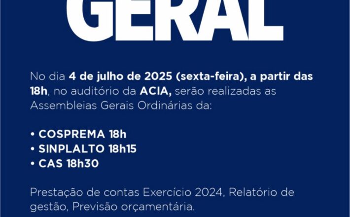 CAS convoca servidores para Assembleia Geral em 4 de julho