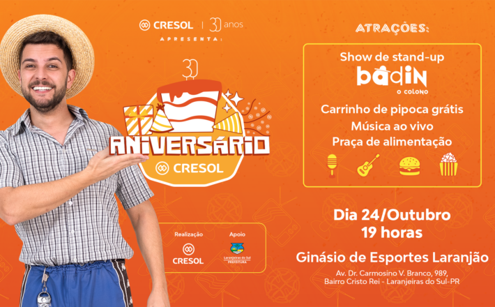 Em comemoração aos 30 anos, Cresol Vale das Águas PR/MG realiza evento com a comunidade