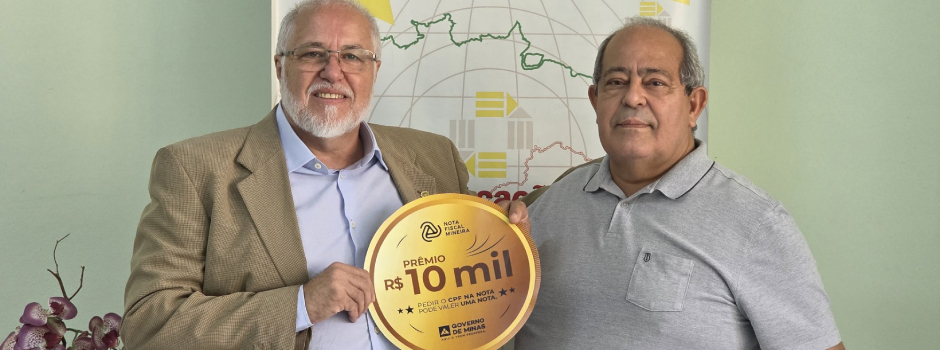 Governo de Minas entrega prêmio da Nota Fiscal Mineira a ganhador de Ipatinga