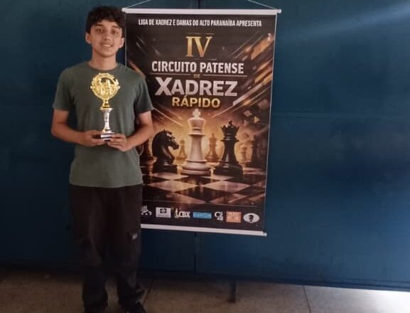 MN Edgard é campeão da 2ª etapa do circuito Patense de xadrez rápido 2026