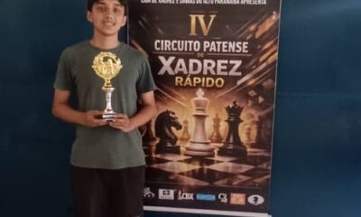 MN Edgard é campeão da 2ª etapa do circuito Patense de xadrez rápido 2026