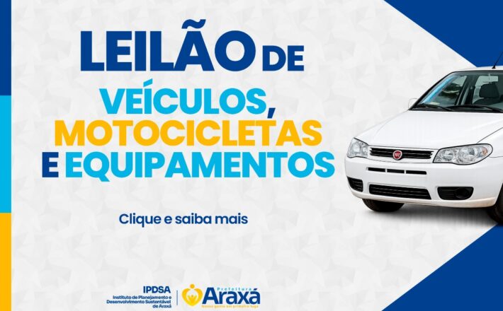 IPDSA realiza leilão on-line com veículos, motocicletas e equipamentos