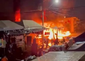 Incêndio de grandes proporções atinge barracas da Festa de Nossa Senhora da Abadia, em Romaria