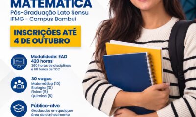 Polo UAB Araxá oferece 30 vagas para especialização gratuita em Ensino de Ciências e Matemática