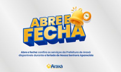 Abre e fecha: confira o funcionamento dos serviços da Prefeitura de Araxá no feriado de Nossa Senhora Aparecida