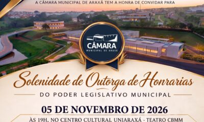 Solenidade de Entrega de Honrarias do Legislativo Municipal será realizada no dia 5 de novembro