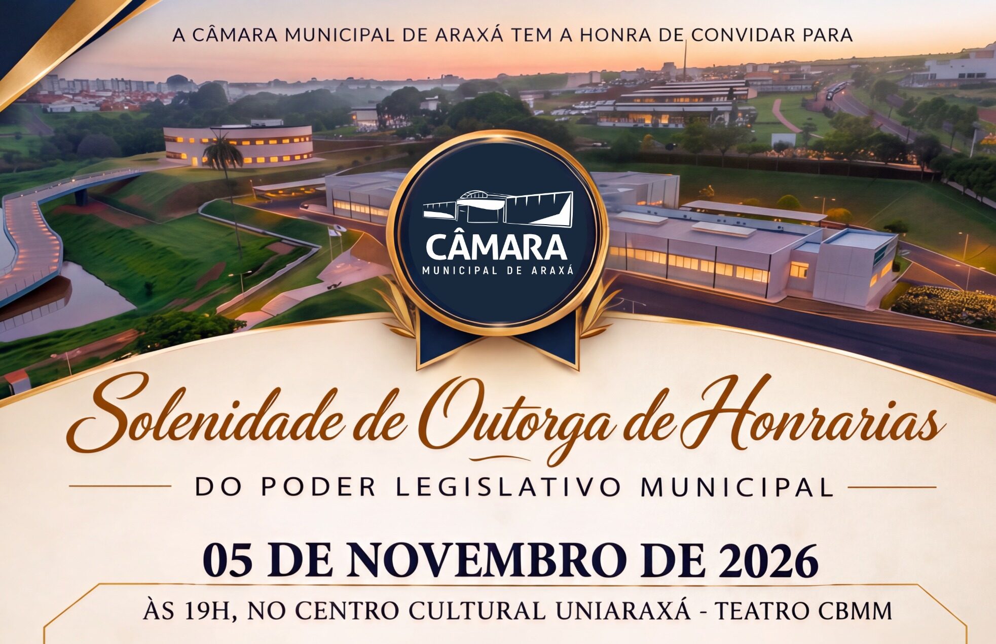 Solenidade de Entrega de Honrarias do Legislativo Municipal será realizada no dia 5 de novembro